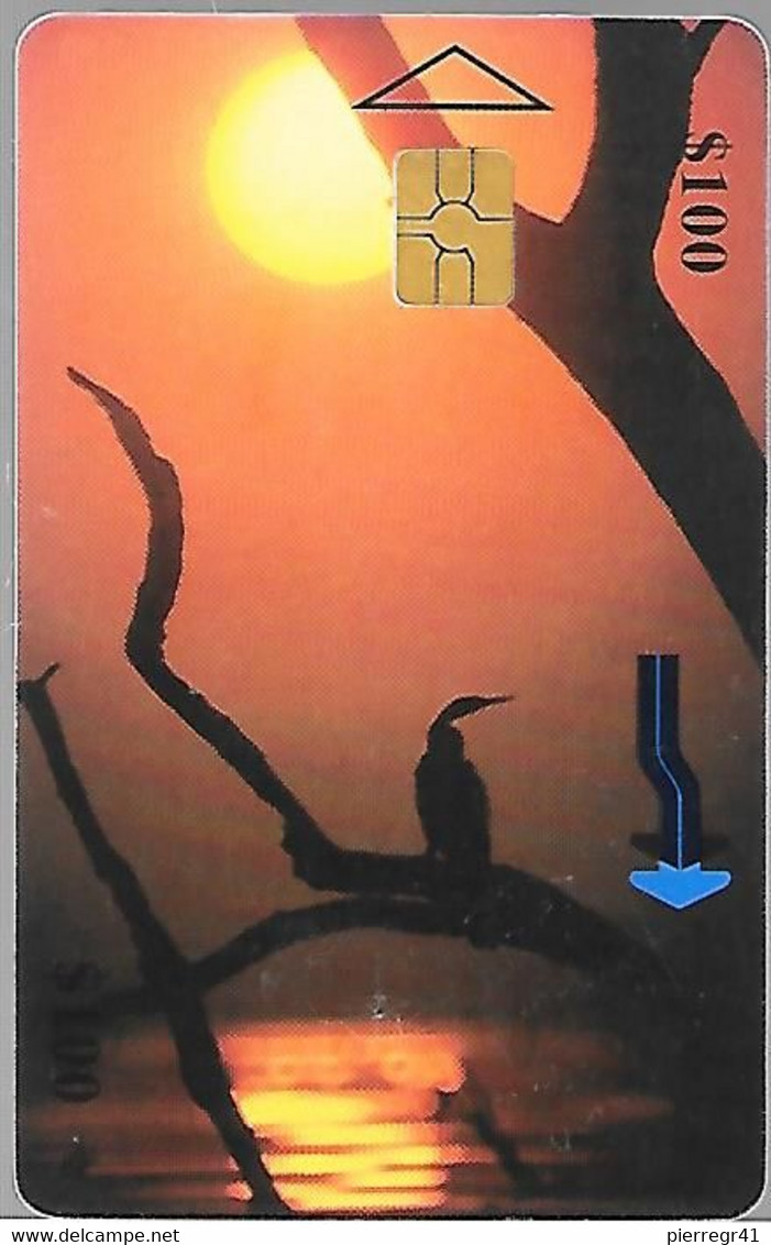 CARTE-PUCE-ZIMBABWE-Gem6-100$-2001-COUCHER SOLEIL Sur LAC KARIBA-Utilisé TBE/RARE - Zimbabwe