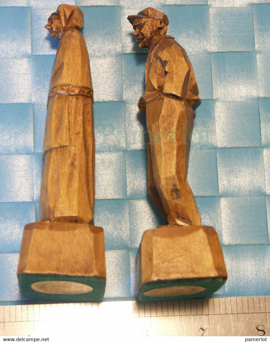 2 Sculptures Sur Bois -St-Jean Port-Joli P.Quebec, Artisanat Blanchet, Et Signature De L'artiste Migil - Holz