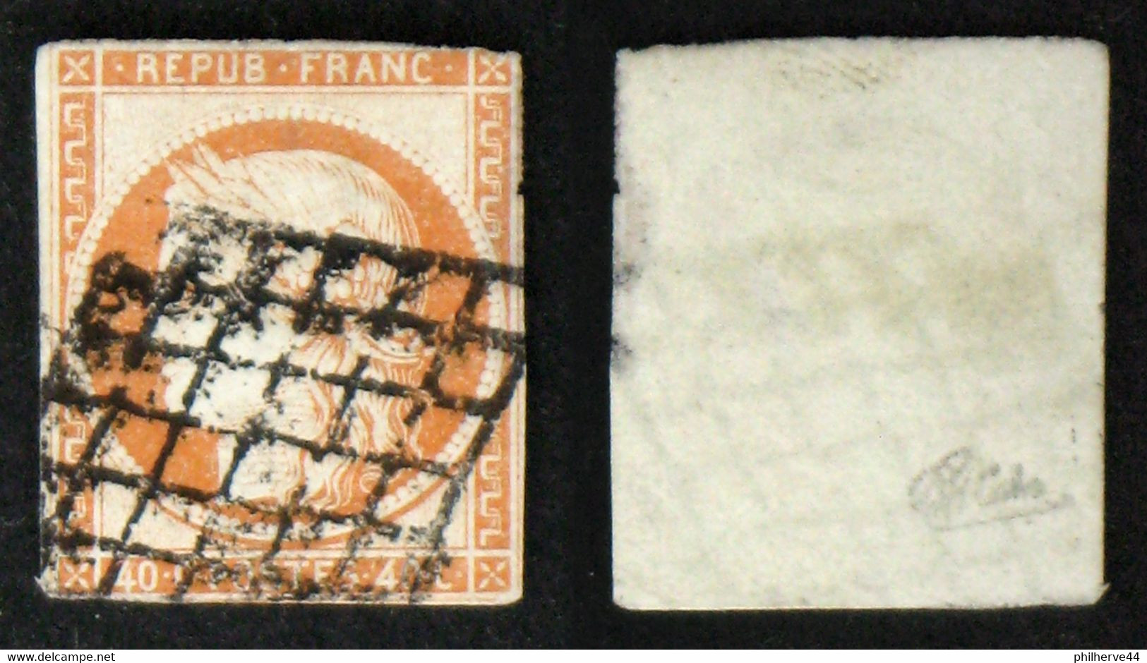 N° 5 40c CERES ORANGE Déf. Oblit Cote 500€ Signé Calves - 1849-1850 Cérès