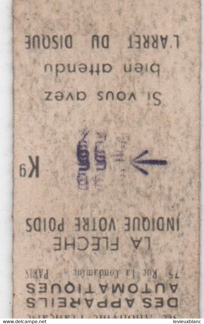 Ticket De Pesée/ Sté Anonyme Française  Des Appareils Automatiques/ SFAA/Locomotive/Vers 1930-50                 PARF232 - Produits De Beauté