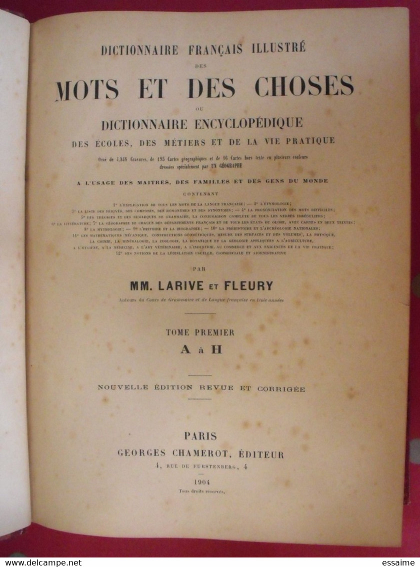 dictionnaire français illustré des mots et des choses. Larive & Fleury. 1904. en 3 tomes