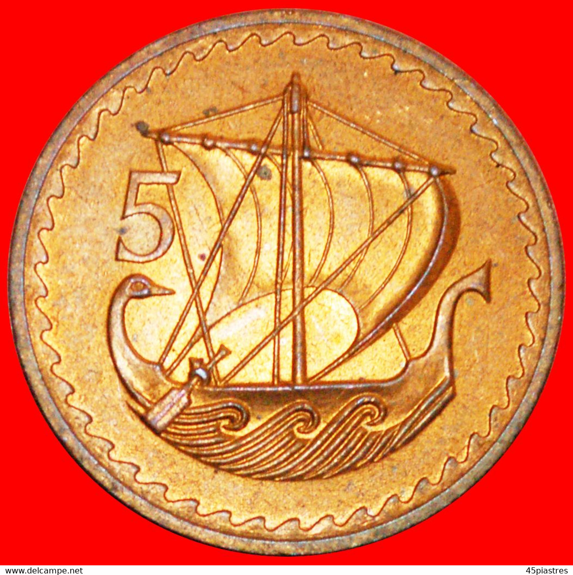 * SHIP: CYPRUS ★ 5 MILS 1973 UNC MINT LUSTRE!  LOW START ★ NO RESERVE! - Chipre