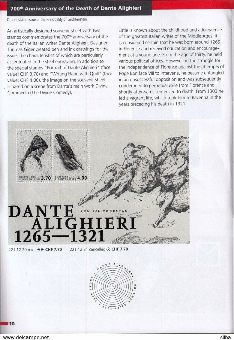 Liechtenstein / 3-2021 / Eugen Zotow, E-mail, Dante Alighieri / Philatelic Stamps Prospectus, Leaflet, Brochure - Other & Unclassified