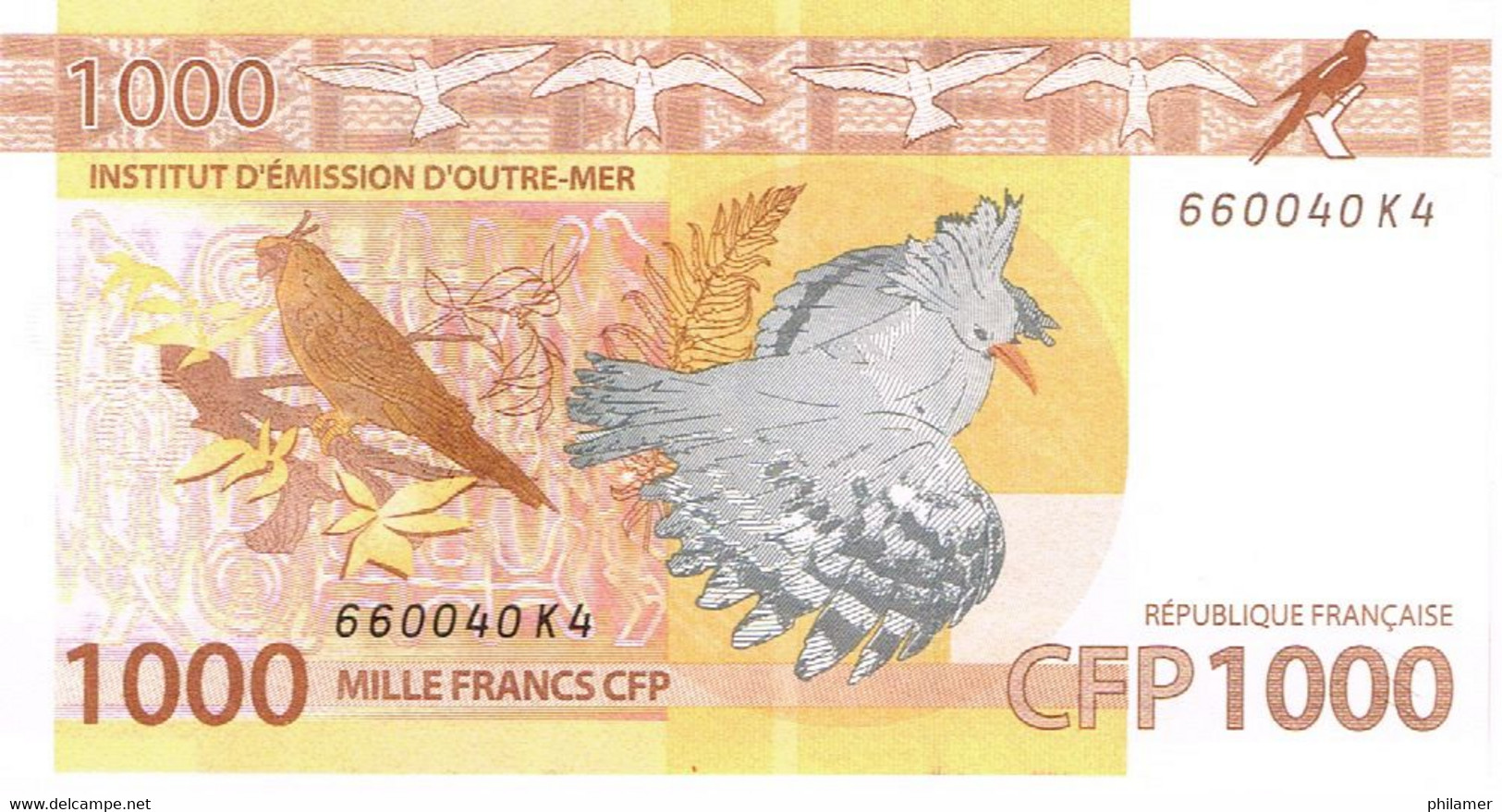 K4 Nouvelle Caledonie Caledonia Wallis Polynesie Francaise IEOM 1000 F Cagou Oiseau Perruche Tortue Raie UNC Neuf - Nouméa (New Caledonia 1873-1985)