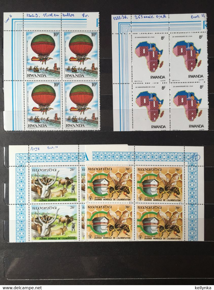 Rwanda - Lot De Timbres En Blocs De 4 - MNH (6 Photos) - Collezioni