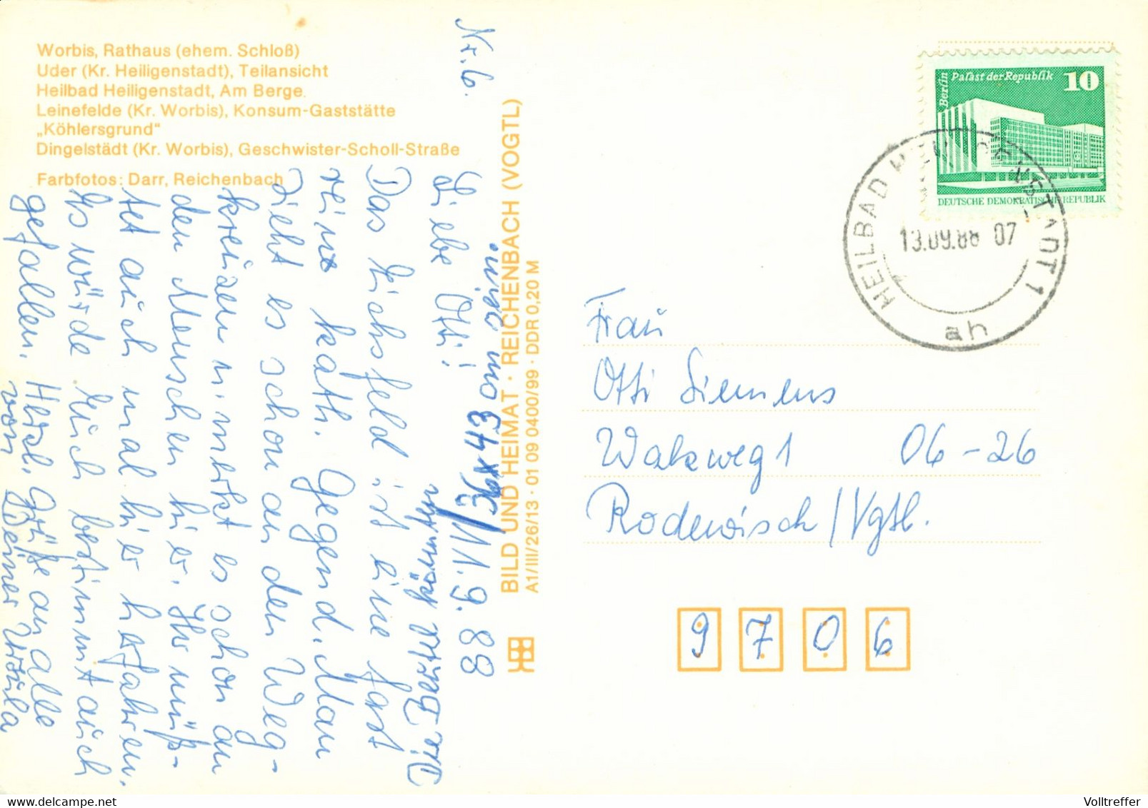 DDR AK 1988 Gruß Aus Dem Eichsfeld Mit Bildern Aus Worbis, Heiligenstadt, Leinefelde, Dingelstädt - Heiligenstadt