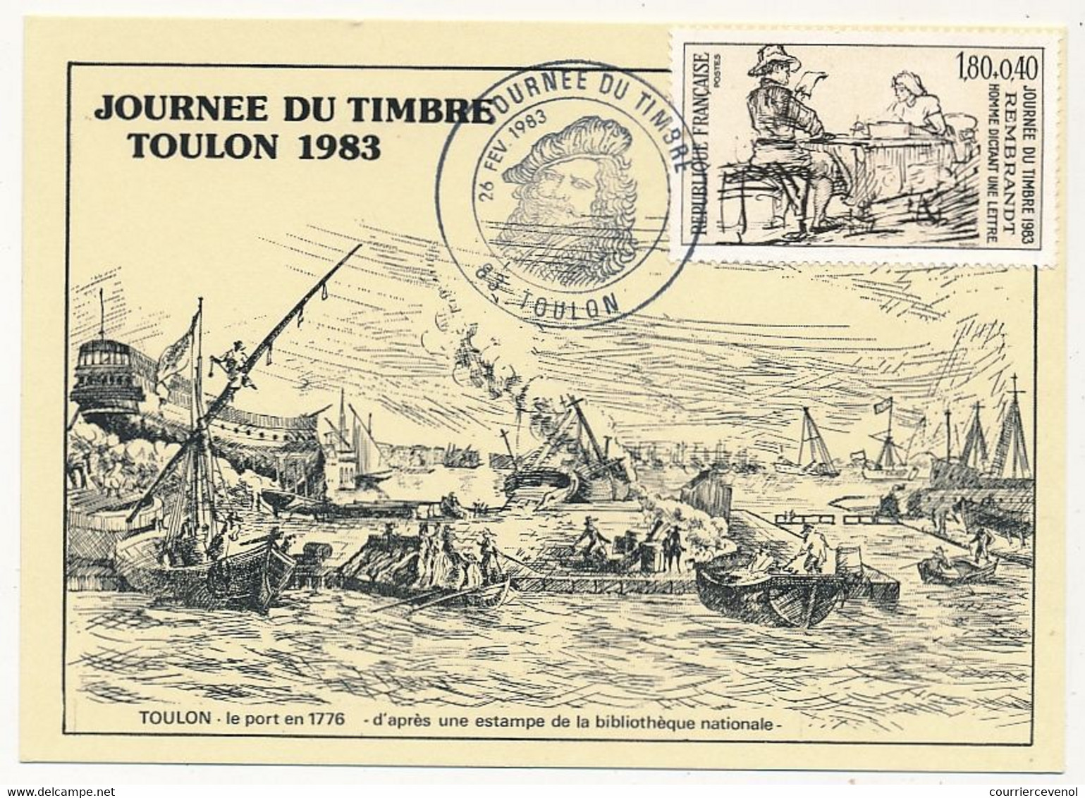 FRANCE - Carte Locale - Journée Du Timbre 1983 (Homme Dictant Une Lettre) - 83 TOULON - Dag Van De Postzegel