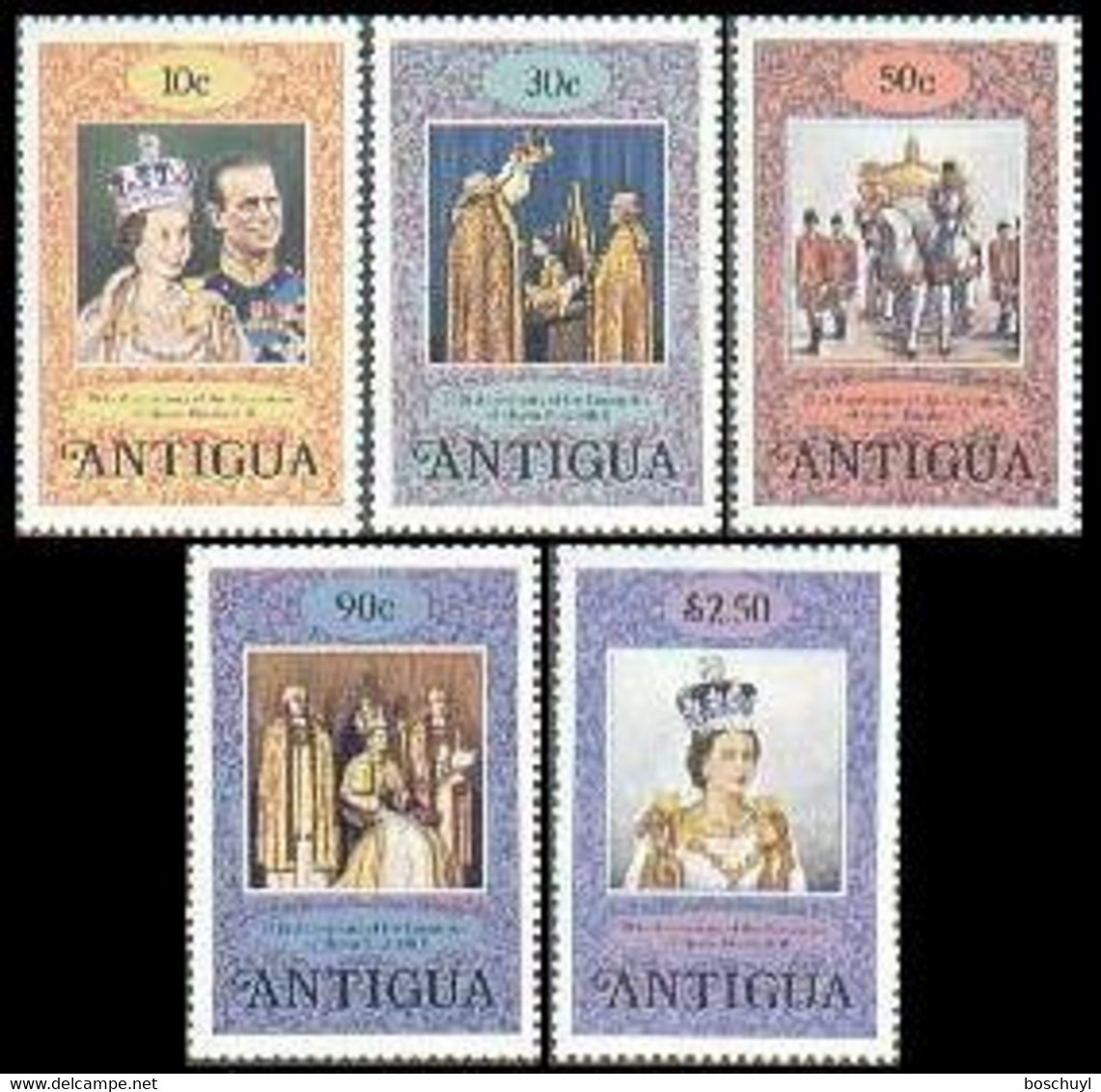 Antigua, 1978, Silver Jubilee Of Queen Elizabeth II, Royal, Coronation, MNH, Michel 504-508A - Autres & Non Classés