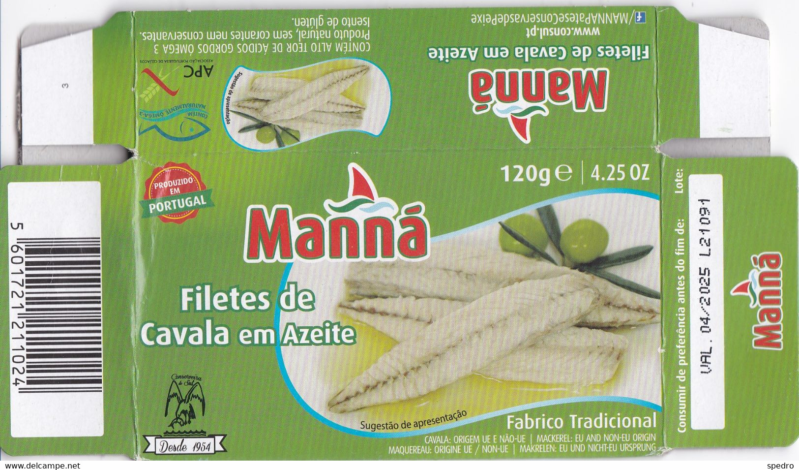 Portugal 2021 Manná Filetes Cavala Em Azeite Caixa De Cartão Boîte Carton Mackerel Filets Olive Oil Maquereau Makrelen - Other & Unclassified