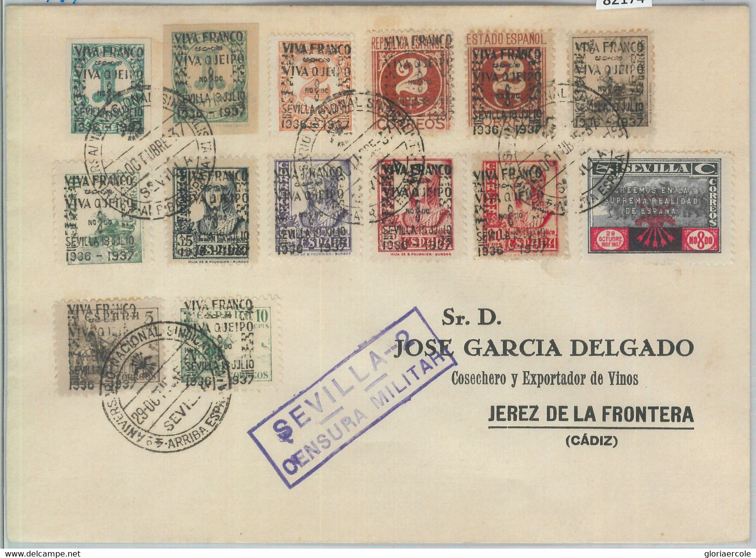82174 - SPAIN - POSTAL HISTORY - Guerra Civil - BENEFICOS Sevilla On Cover 1937 - Otros & Sin Clasificación