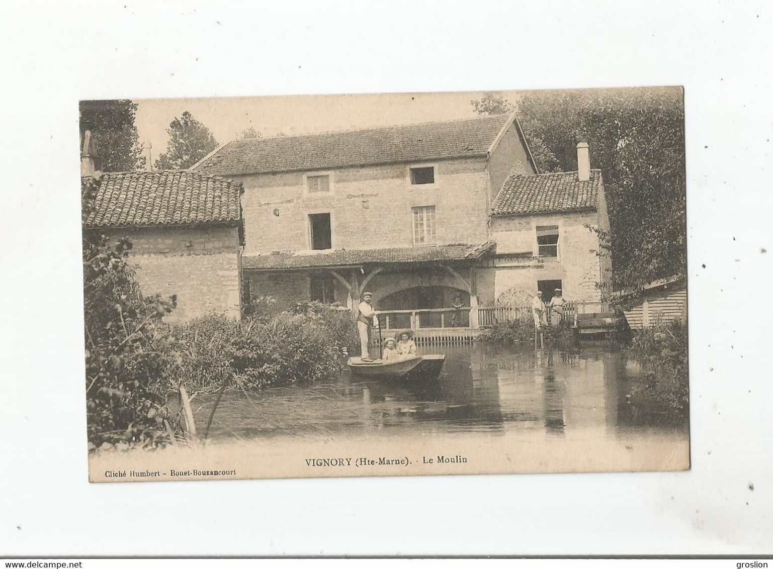 VIGNORY (HAUTE MARNE) LE MOULIN  (HOMME ET ENFANTS DANS BARQUE) 1915 - Vignory