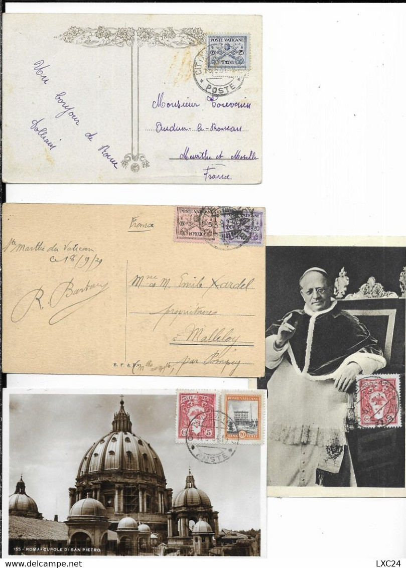 LOT OF 4 POSTCARDS WITH STAMP VATICAN. - Verzamelingen