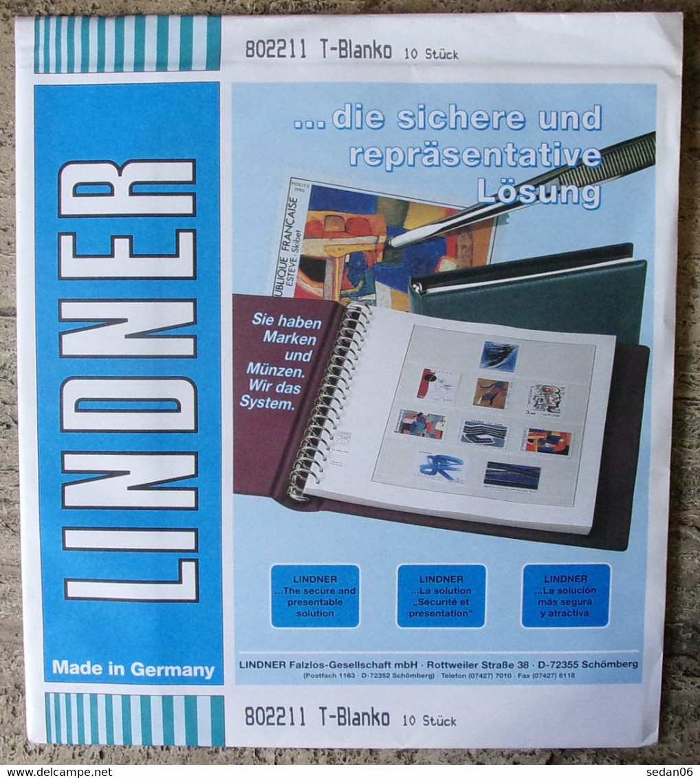 Lindner - Feuilles NEUTRES LINDNER-T REF. 802 211 P (2 Poches) (paquet De 10) - Für Klemmbinder