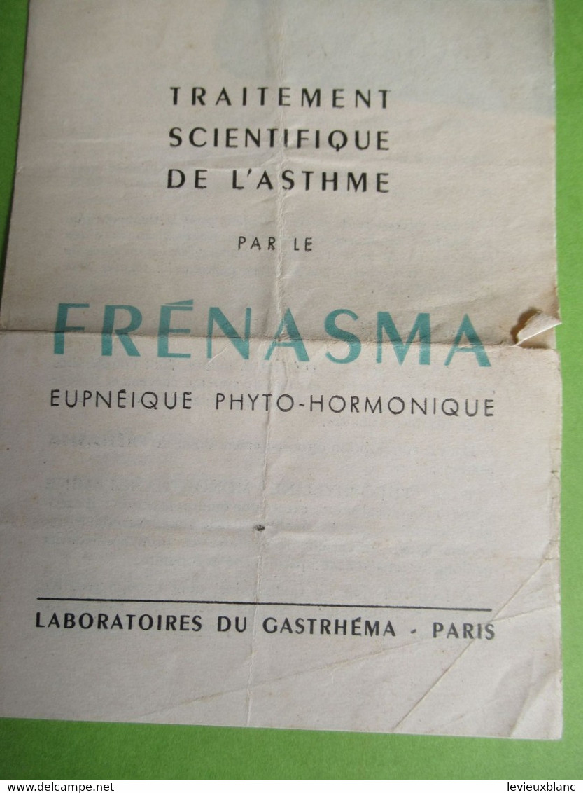 Médicament/ Notice D'utilisation/ Traitement Scientifique De L'Asthme/FRENASMA/Gastrhéma-Paris/ Vers 1950-60  PARF233 - Accessories