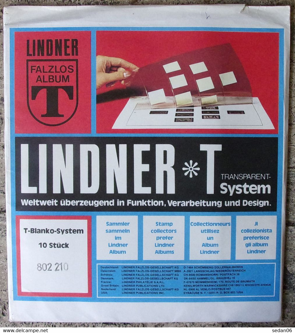 Lindner - Feuilles NEUTRES LINDNER-T REF. 802 210 P (2 Poches) (paquet De 10) - Voor Bandjes