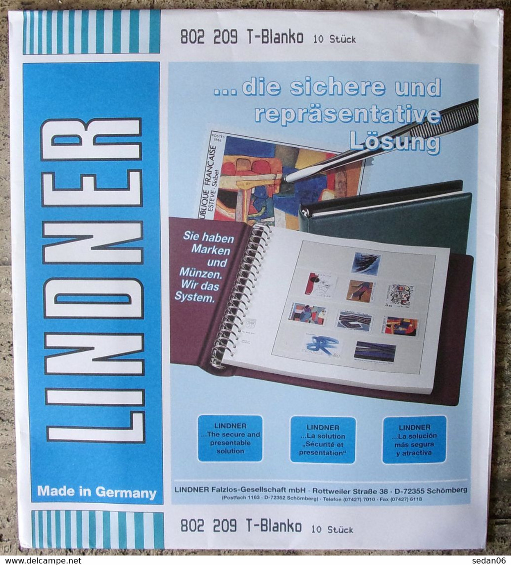 Lindner - Feuilles NEUTRES LINDNER-T REF. 802 209 P (2 Poches) (paquet De 10) - De Bandas