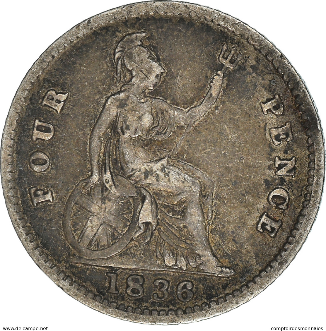 Monnaie, Grande-Bretagne, William IV, 4 Pence, Groat, 1836, TB+, Argent, KM:711 - G. 4 Pence