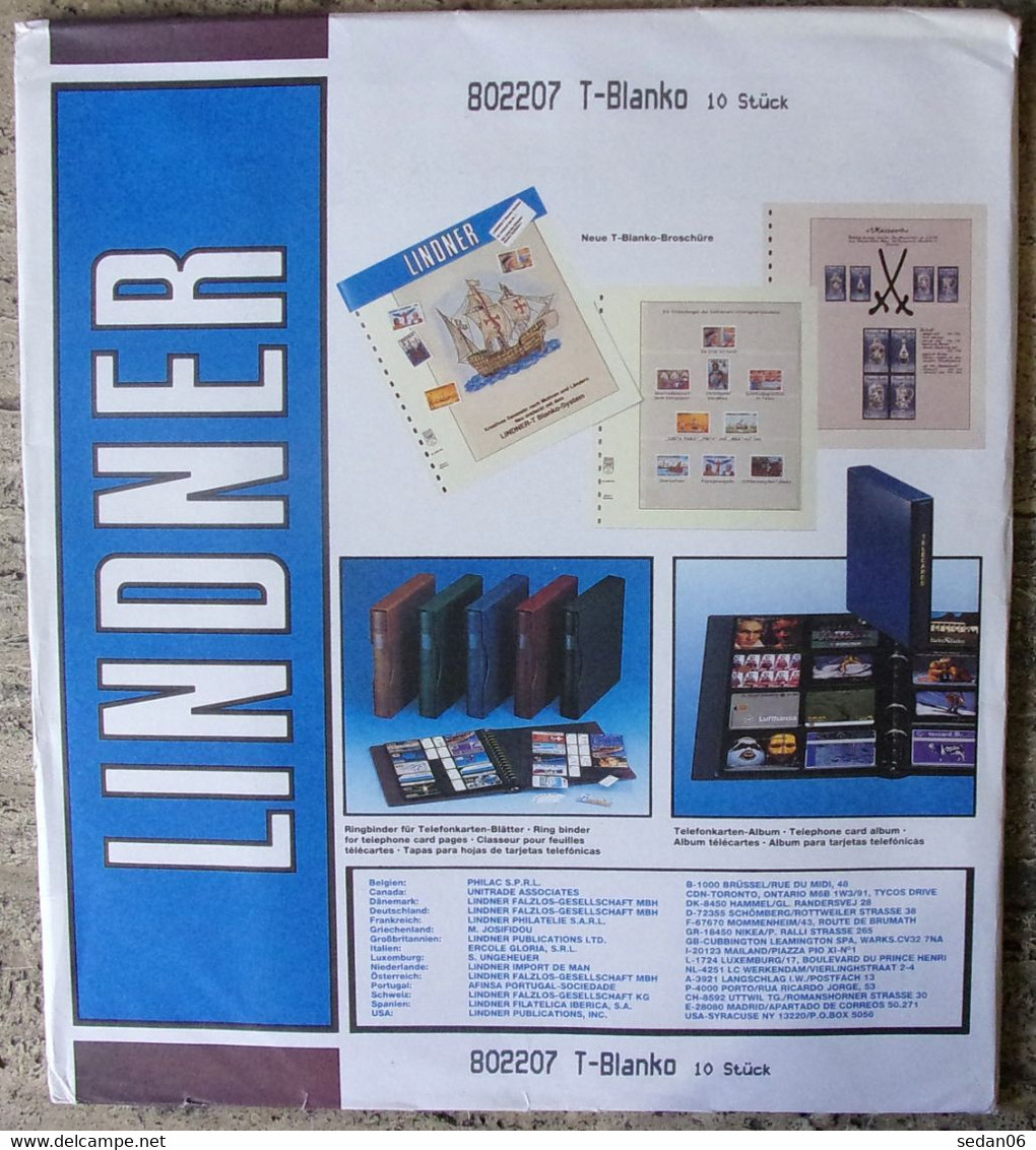 Lindner - Feuilles NEUTRES LINDNER-T REF. 802 207 P (2 Poches) (paquet De 10) - For Stockbook