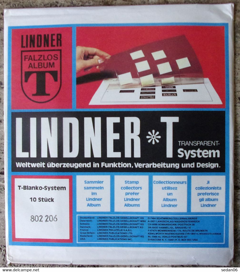 Lindner - Feuilles NEUTRES LINDNER-T REF. 802 206 P (2 Poches) (paquet De 10) - For Stockbook