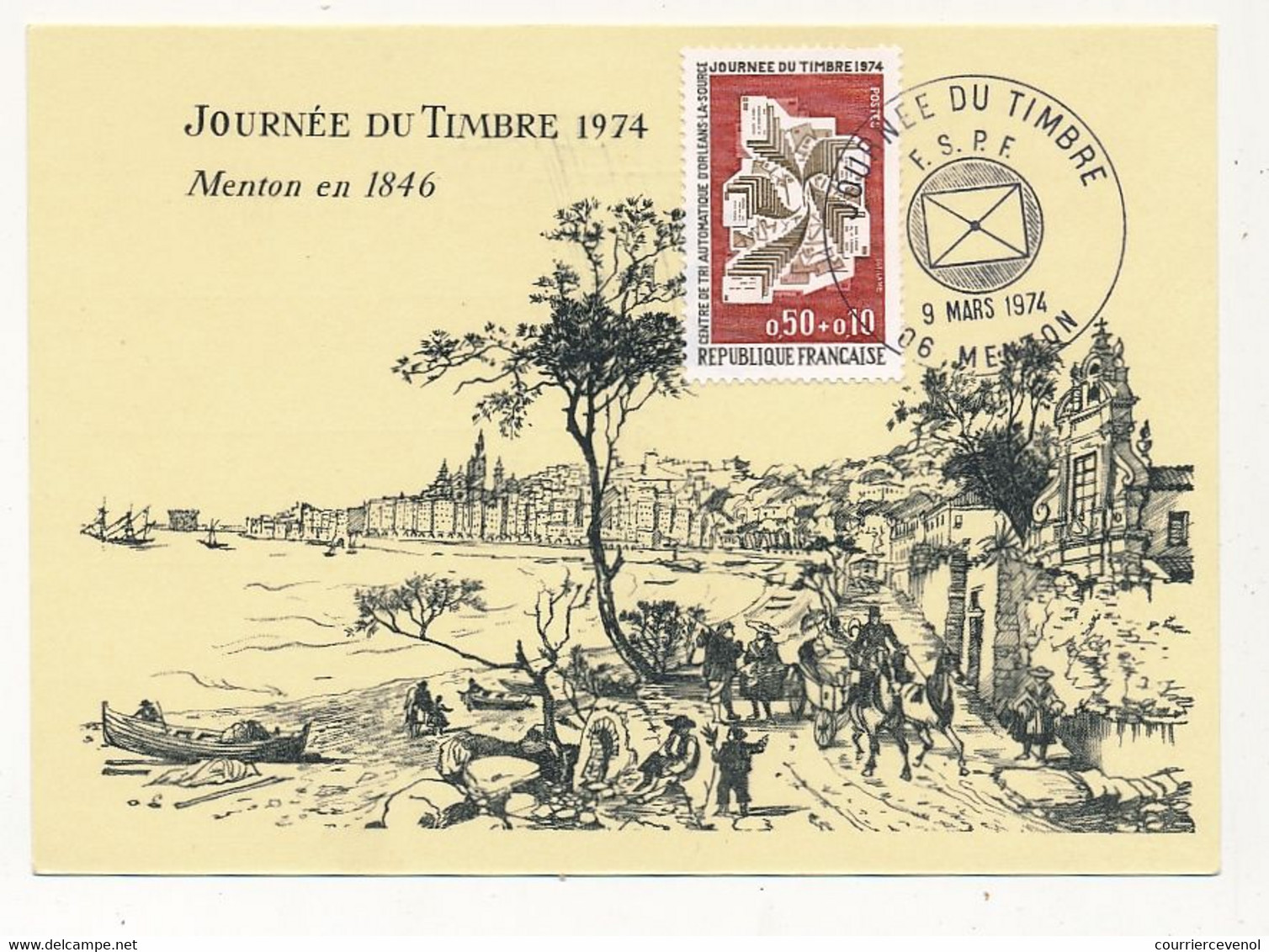 FRANCE - Carte Locale - Journée Du Timbre 1974 (Tri Automatique) - 06 MENTON - 9 Mars 1974 - Tag Der Briefmarke