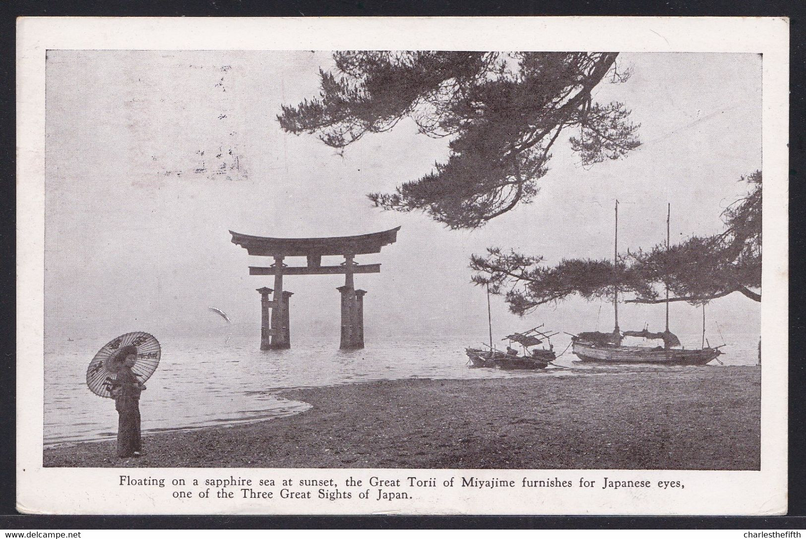 RARE - JAPAN * The Great Torii Of MIYAJIMA ( Itsukushima Sacred Island )   - Original Card - Sent 1926 - Hiroshima