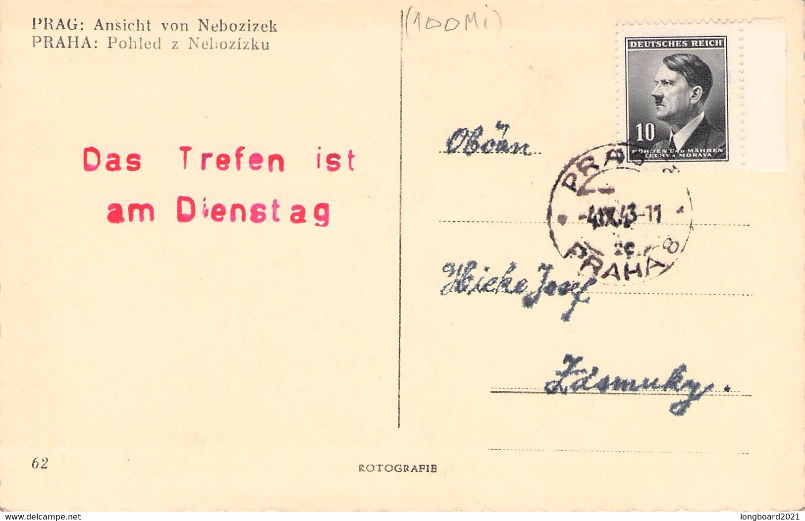 TSCHECHOSLOVAKIA - POSTKARTE 1943 PRAG: ANSICHT VON NEBOZIZEK / P94 - Tchéquie