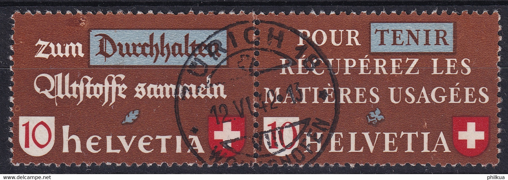 Z33a Mit 254.1.09 (grosser Farbfleck über M Von Zum) Und 255.2.01 (helle Stelle über I Von Helvetia) - Abarten