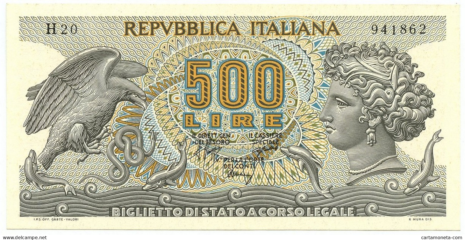 500 LIRE BIGLIETTO DI STATO ARETUSA 23/02/1970 QFDS - Otros & Sin Clasificación