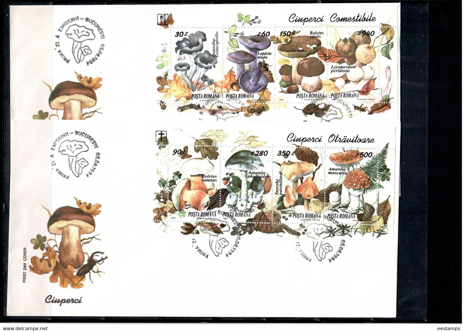 Romania 1994 . Mushrooms. FDC - Nuovi