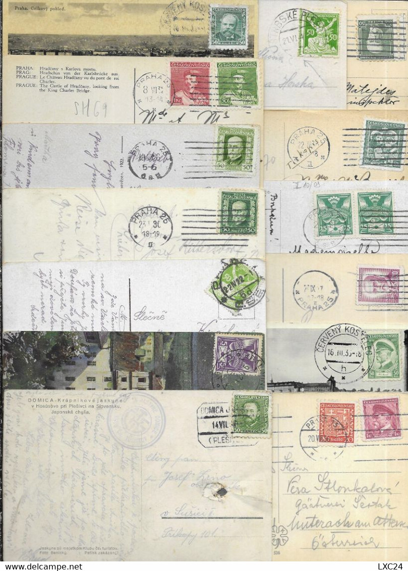 LOT OF 14 POSTCARDS WITH STAMP CZECHOSLOVAKIA. - Lots & Serien