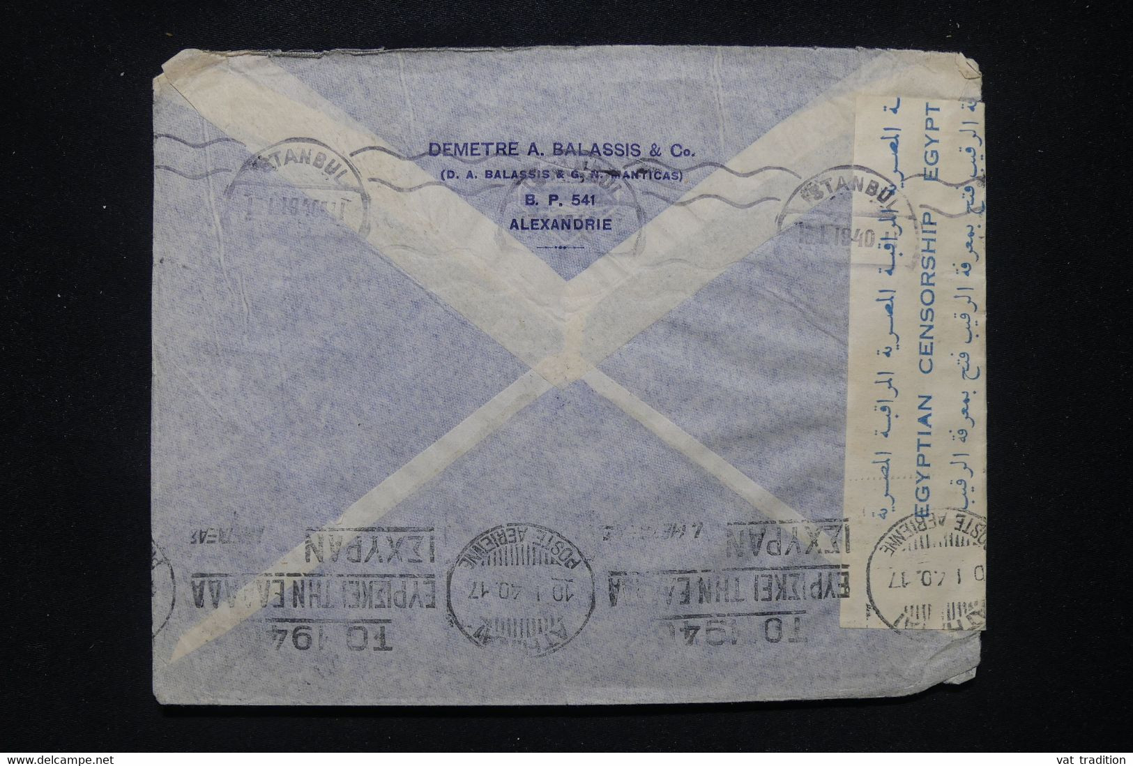 EGYPTE - Enveloppe Commerciale De Alexandrie Pour Istanbul En 1940 Avec Contrôle Postal - L 107405 - Briefe U. Dokumente