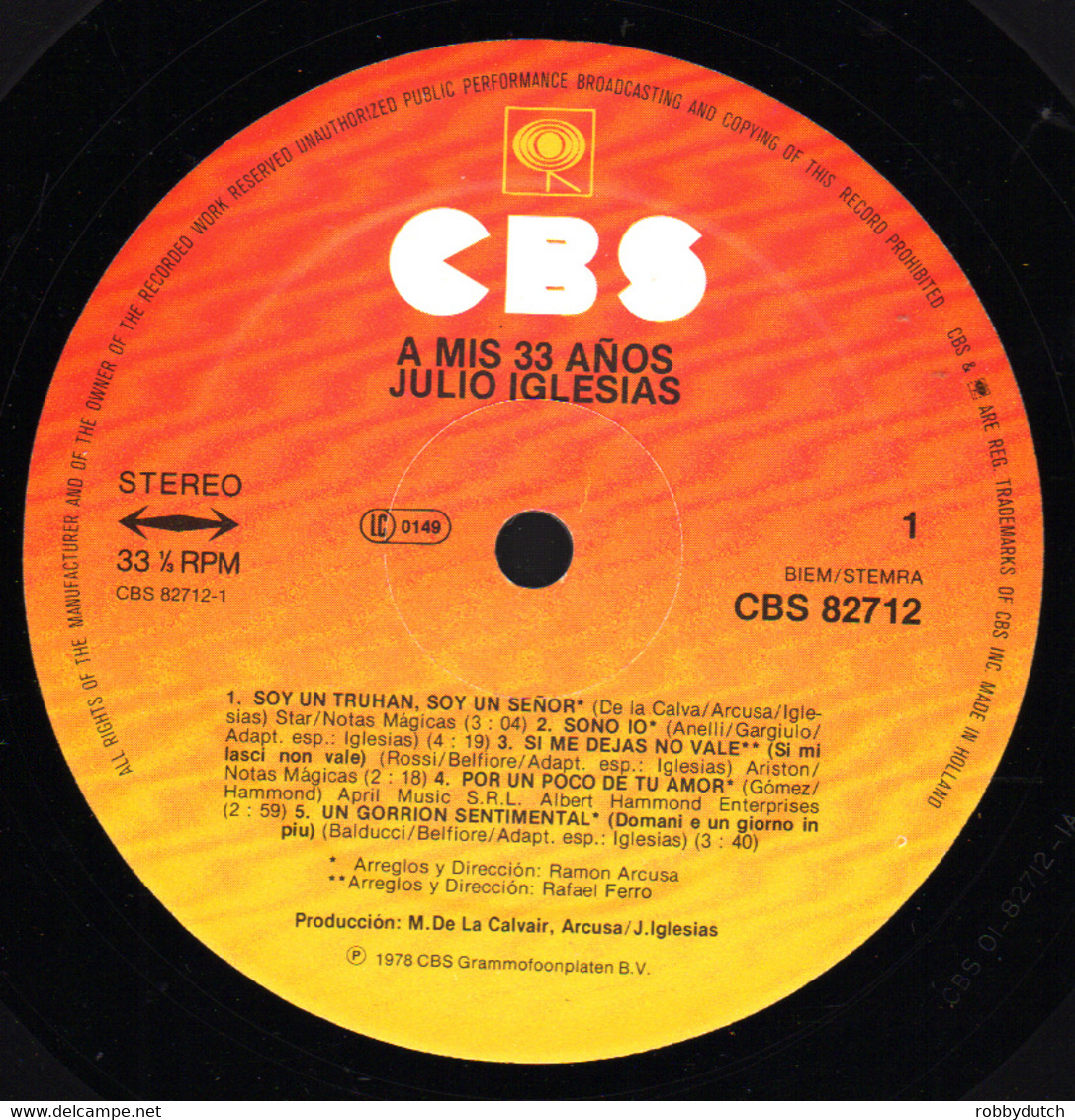 * LP *  JULIO IGLESIAS - A MIS 33 AÑOS (Holland 1977 - Andere - Spaans