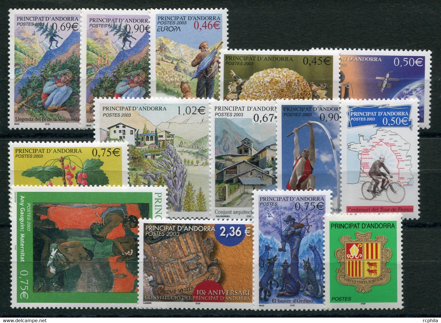 RC 21391 ANDORRE 2003 LOT DE TIMBRES A LA FACIALE NEUFS ** - Neufs