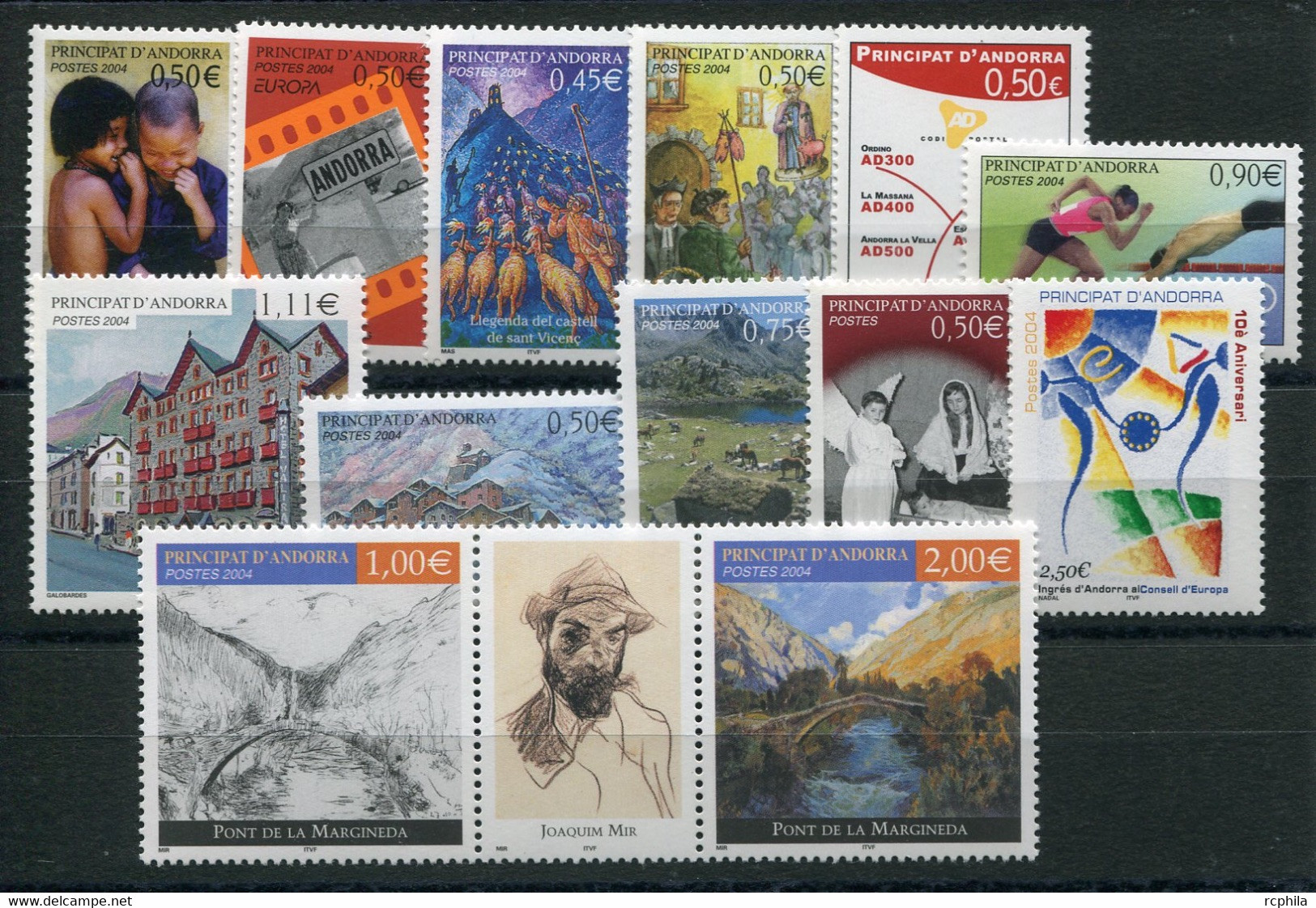 RC 21392 ANDORRE 2004 LOT DE TIMBRES A LA FACIALE NEUFS ** - Ongebruikt