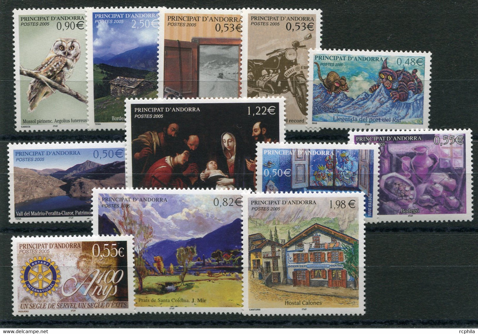 RC 21393 ANDORRE 2005 LOT DE TIMBRES A LA FACIALE NEUFS ** - Unused Stamps