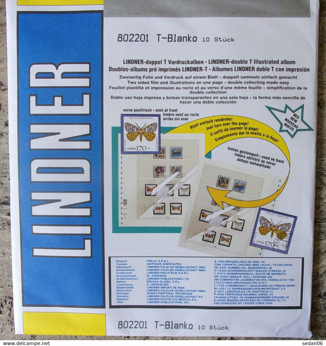 Lindner - Feuilles NEUTRES LINDNER-T REF. 802 201 P (2 Poches) (paquet De 10) - A Nastro