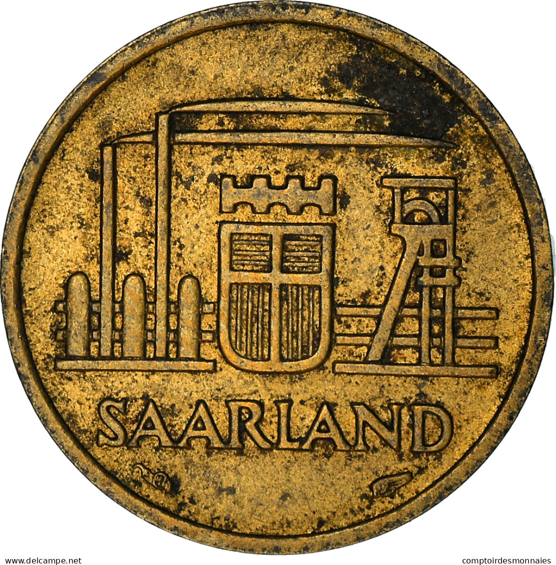 Monnaie, SAARLAND, 10 Franken, 1954, Paris, TTB+, Aluminum-Bronze, KM:1 - 10 Francos