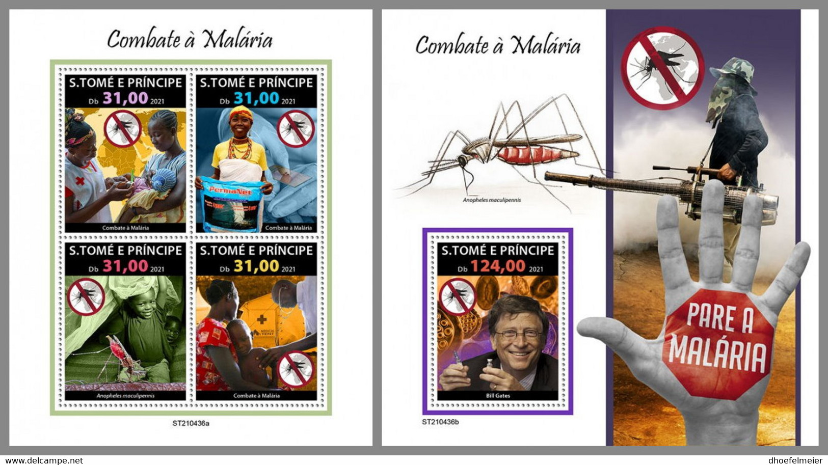 SAO TOME 2021 MNH Fighting Malaria Kampf Gegen Malaria Combattlre Paludisme M/S+S/S - OFFICIAL ISSUE - DHQ2140 - Medizin