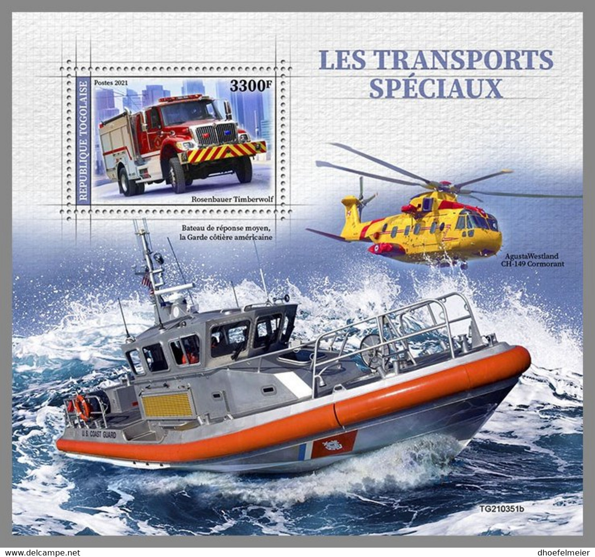 TOGO 2021 MNH Helicopter Hubschrauber Special Transport S/S - OFFICIAL ISSUE - DHQ2140 - Hélicoptères