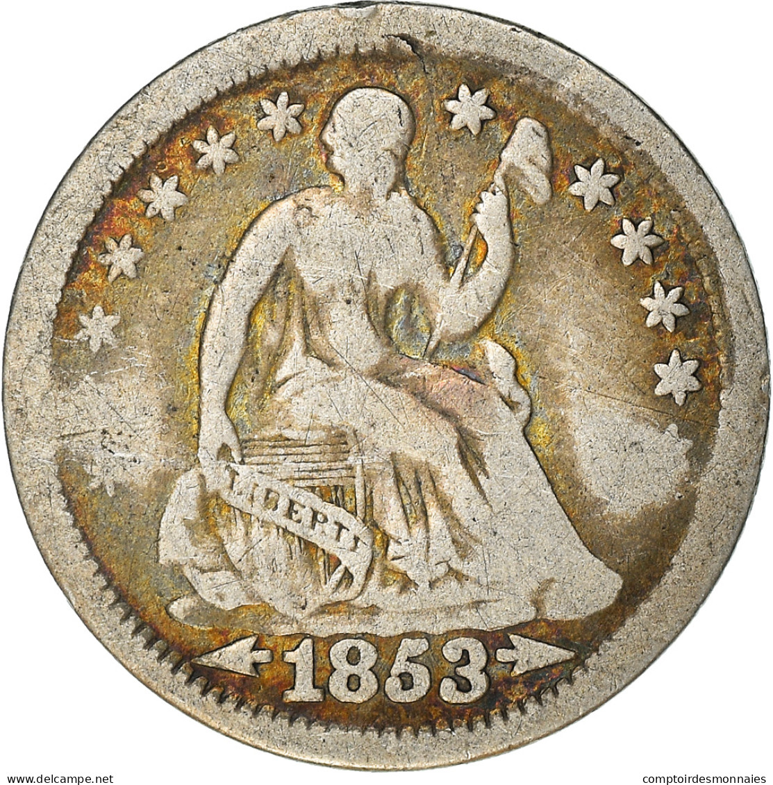 Monnaie, États-Unis, Seated Liberty Half Dime, Half Dime, 1853, U.S. Mint - Half Dime