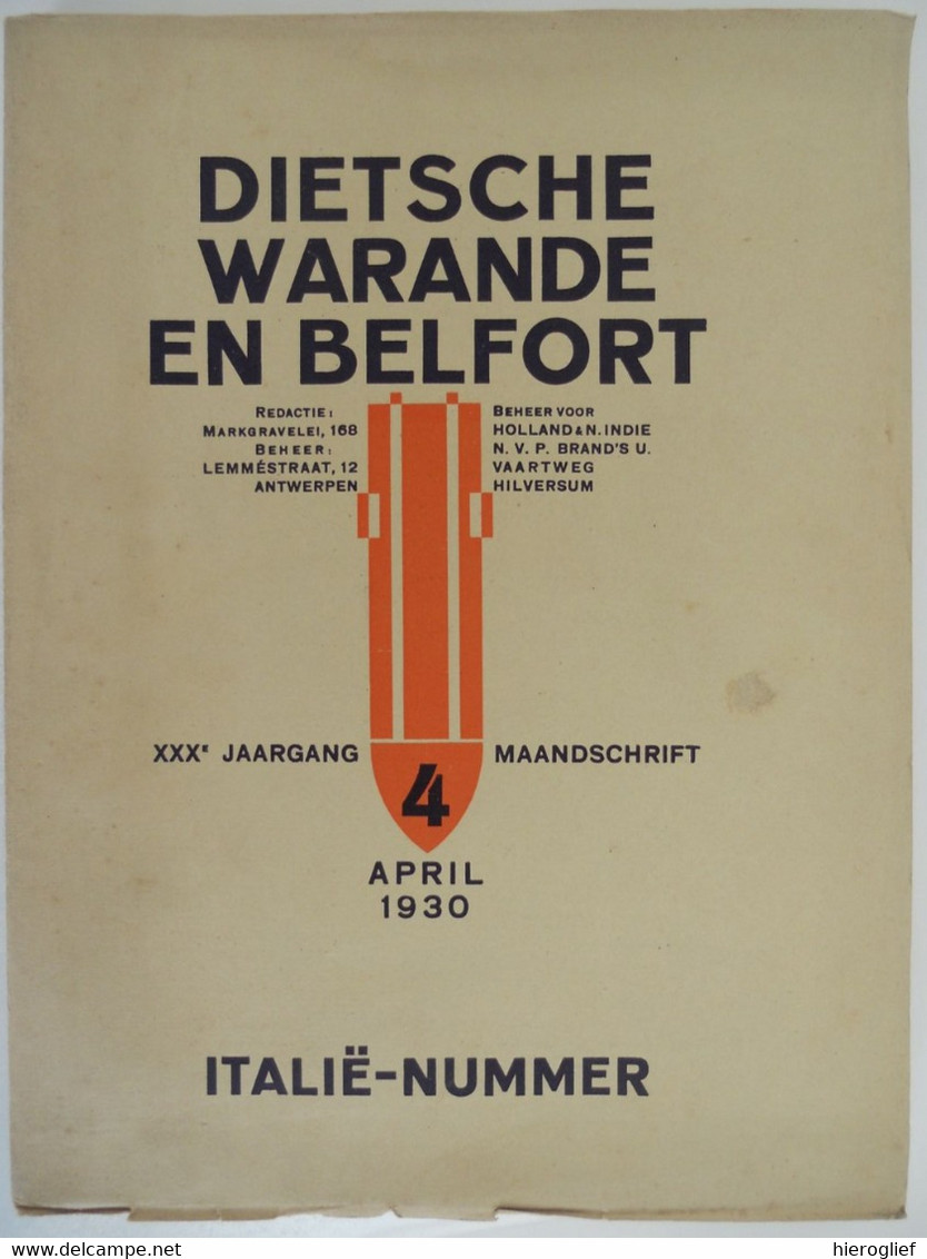 DIETSCHE WARANDE EN BELFORT 1930 ITALIË Nummer: Geschiedenis Kunst Literatuur Poëzie - Histoire