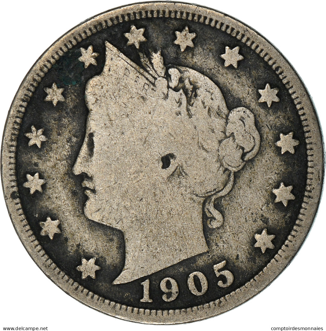 Monnaie, États-Unis, Liberty Nickel, 5 Cents, 1905, U.S. Mint, Philadelphie - 1883-1913: Liberty (Liberté)