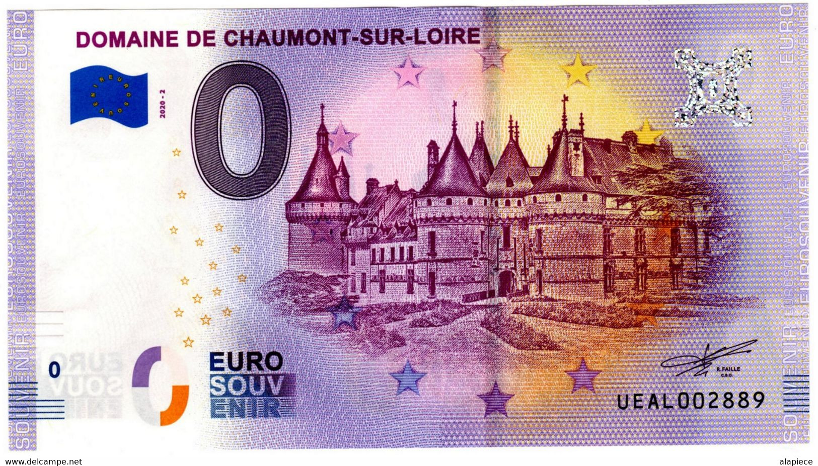 Billet Souvenir - 0 Euro - France - Domaine De Chaumont-Sur-Loire (2020-2) - Pruebas Privadas