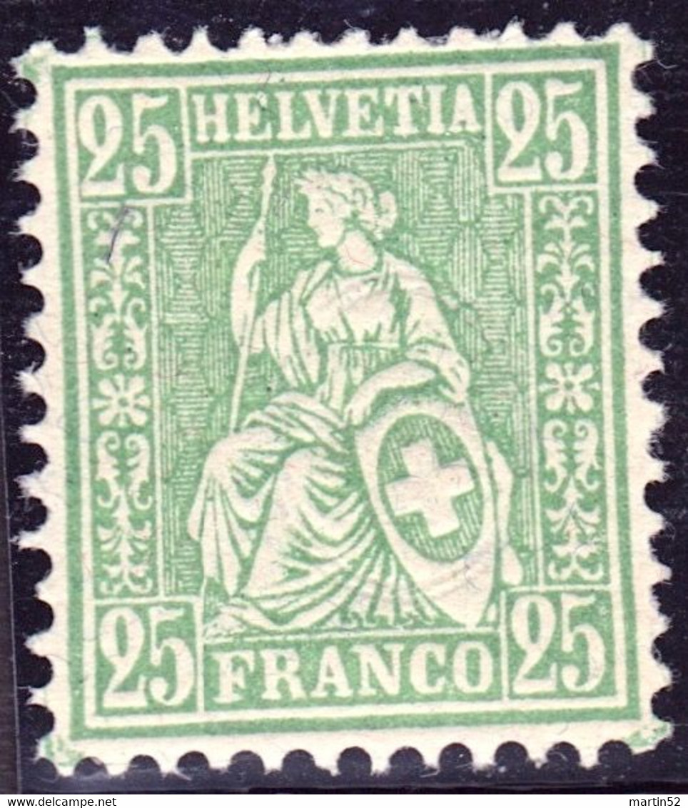 Schweiz Suisse HELVETIA 1881: FASER-PAPIER MÊLÉ Zu 49 Mi 41 Yv 54 (25c Grün) ** Postfrisch MNH (Zumstein CHF 1.50) - Ongebruikt