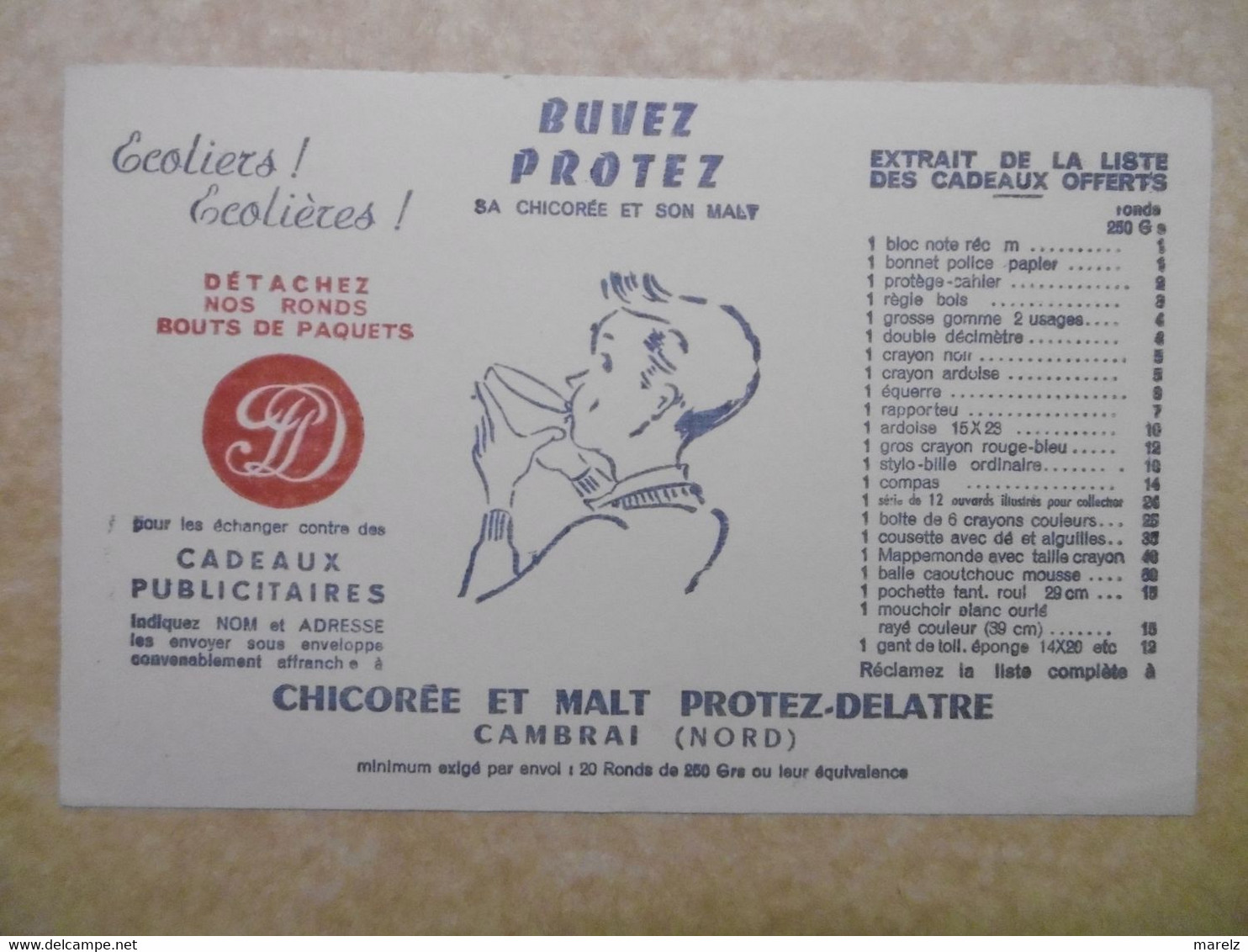 Buvard Chicorée Et Malt PROTEZ-DELATRE à CAMBRAI Dans Le NORD - C