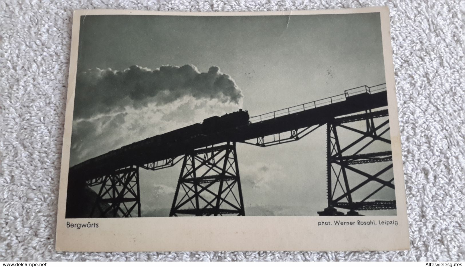 Postkarte Bergwärts Dampflok Auf Eienbahnbrücke Stempel Alsleben Saale 1936 Karte - 1939-45