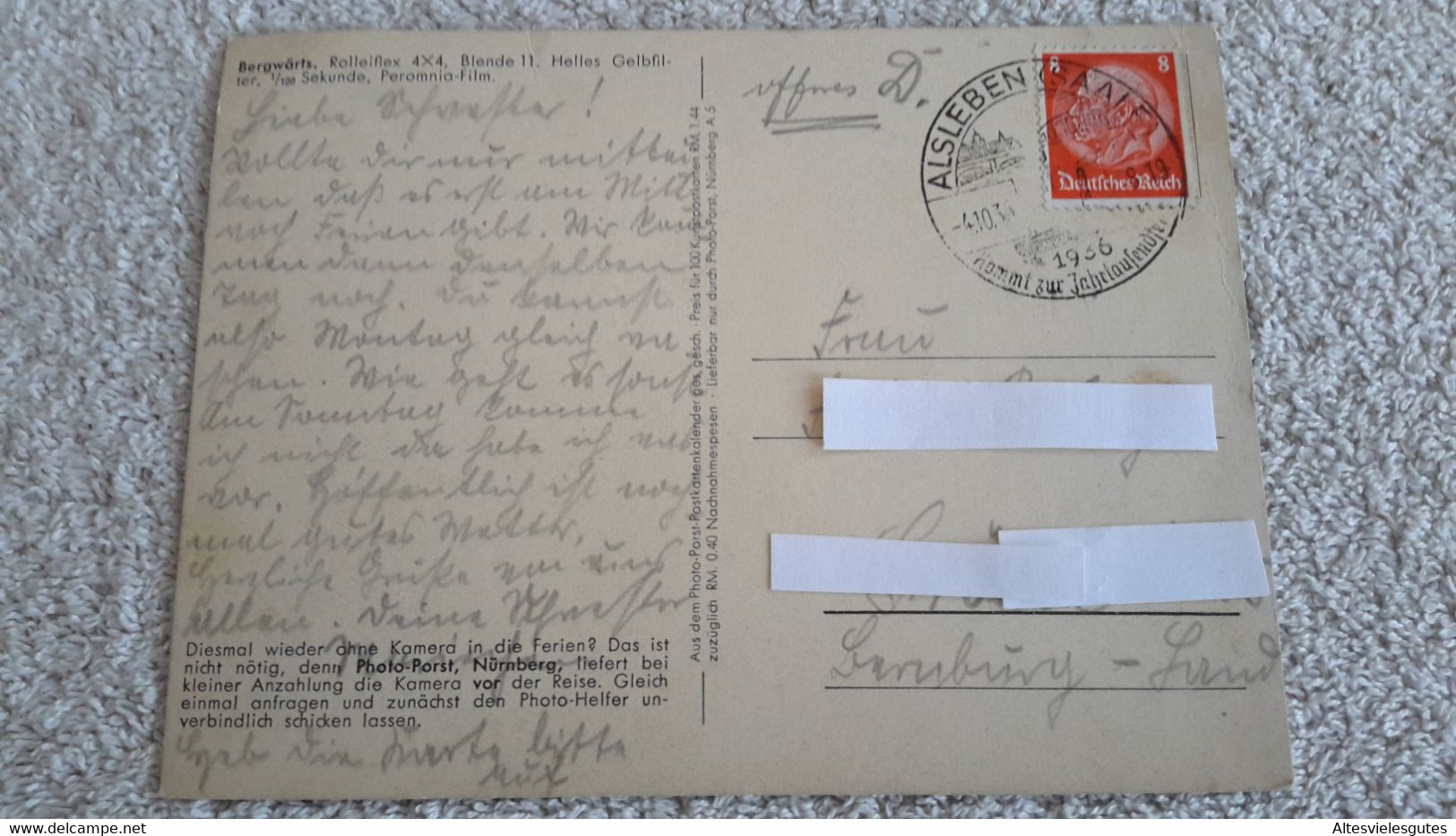 Postkarte Bergwärts Dampflok Auf Eienbahnbrücke Stempel Alsleben Saale 1936 Karte - 1939-45