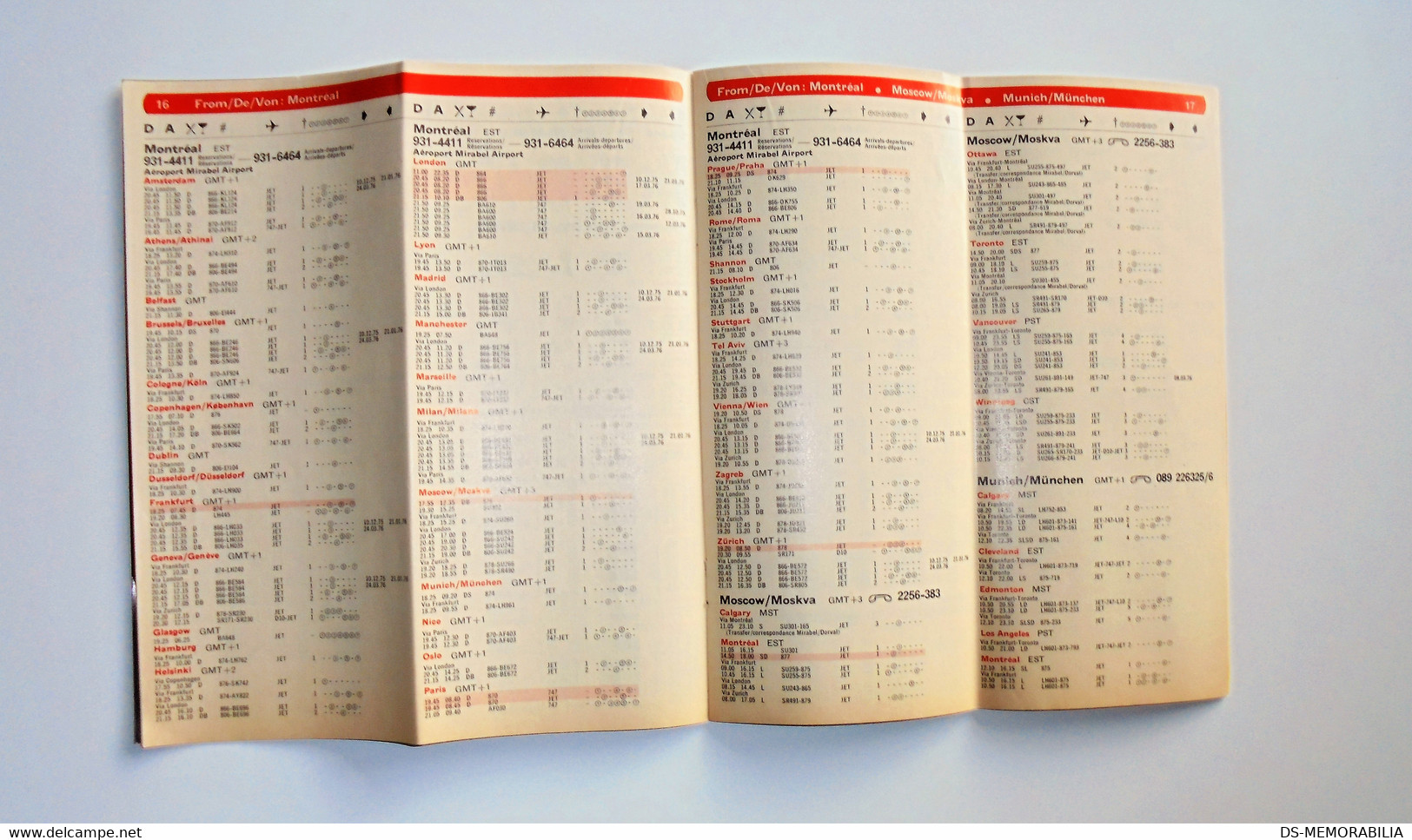 AIR CANADA Timetable 1976 Montreal Olympic Games - Wereld