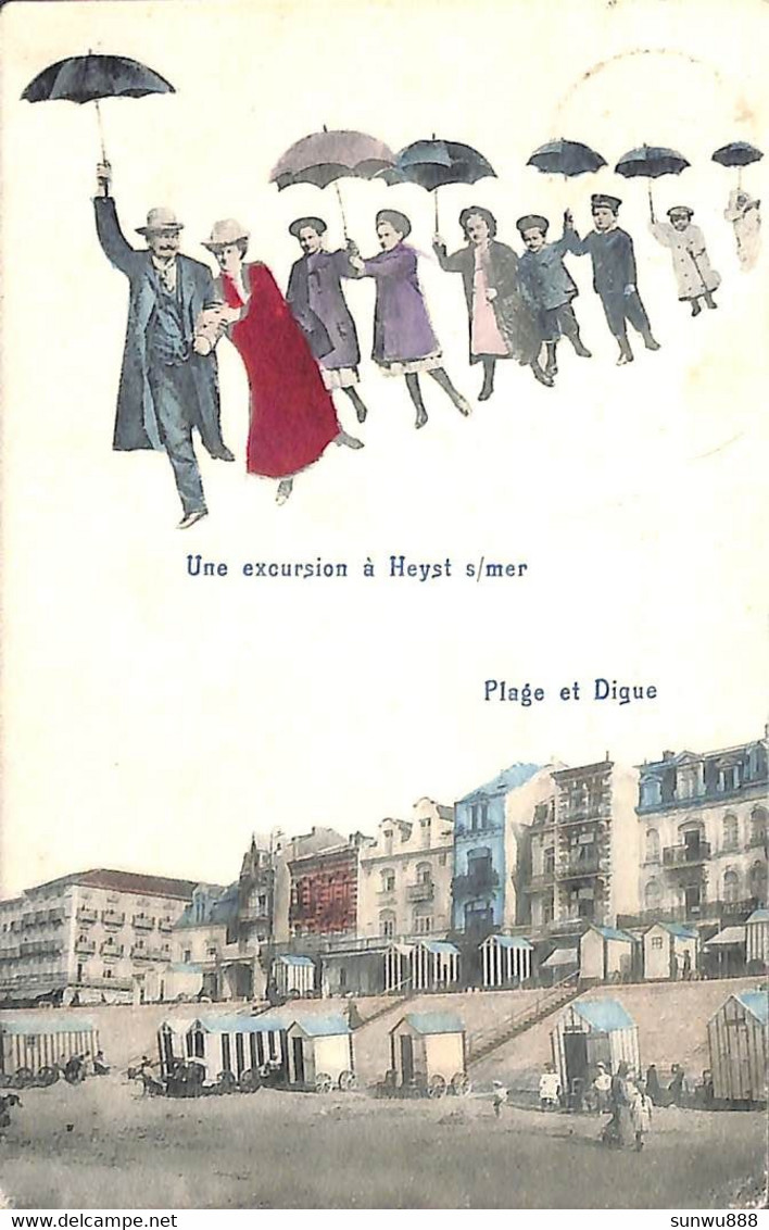 Heist - Heyst - Une Excursion à - Plage Et Digue (colorisée 1908 Phototypie Marco Marcovici) - Heist