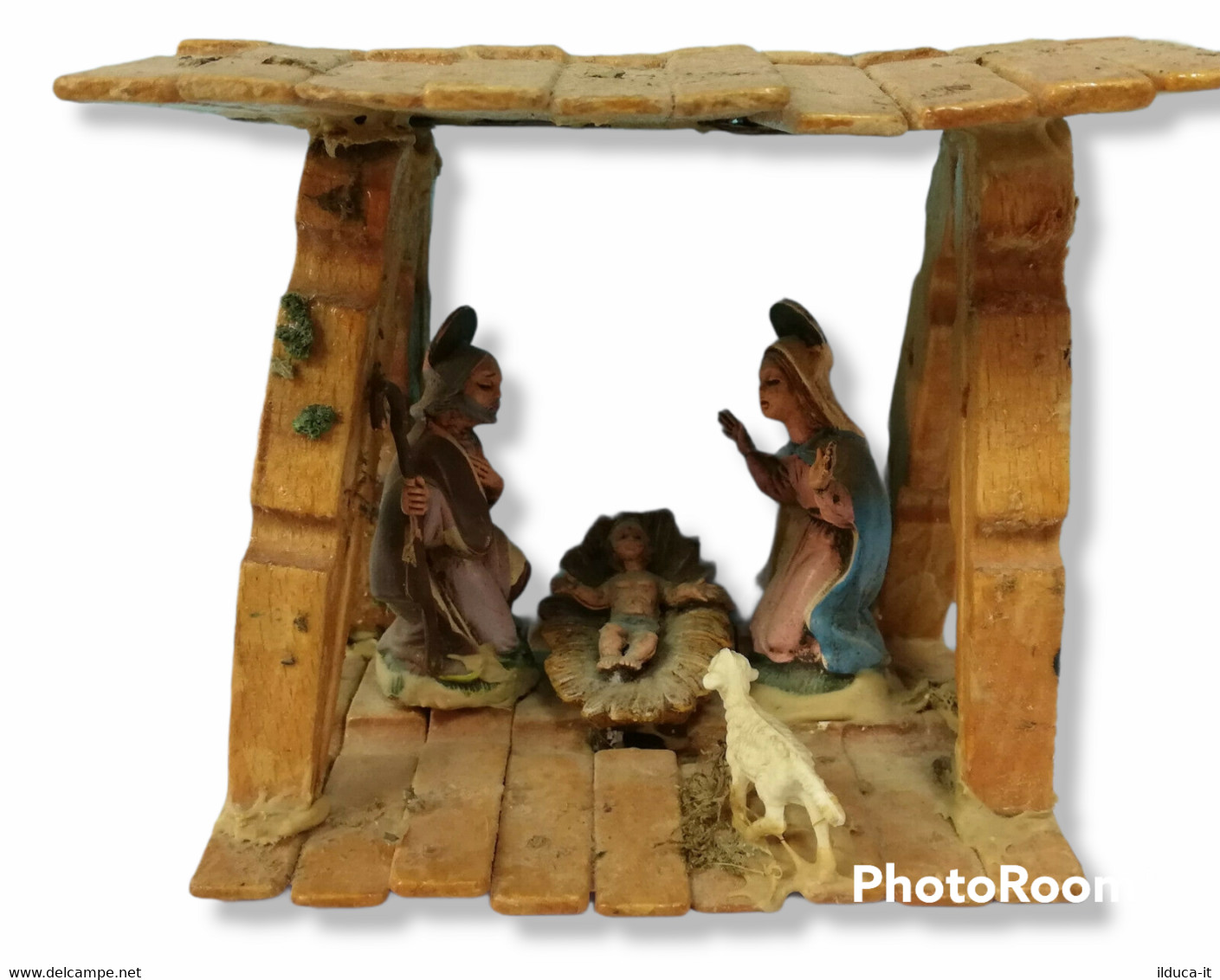 06208 Presepe - Grotta Natività + 4 Statuine - H Cm 10 - Weihnachtskrippen